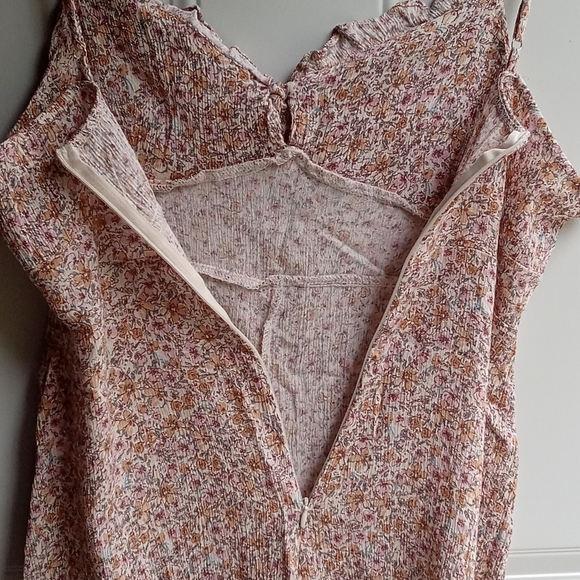 4/$15 Babydoll Floral Spaghetti Strap Romper Active USA Size Large Pink Orange - Picture 4 of 9